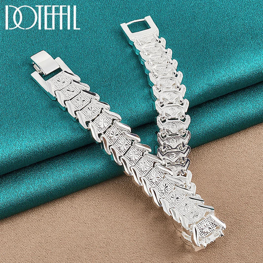 DOTEFFIL 925 Sterling Silver Wide Wristband Bracelet