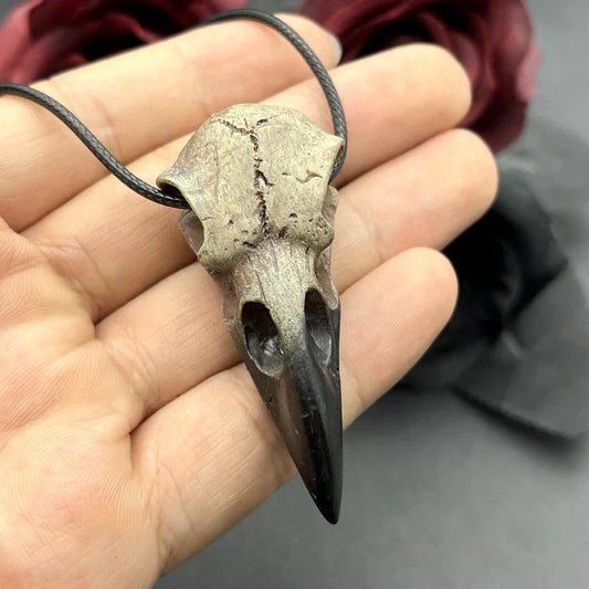 3D Goth Raven Skull Necklace