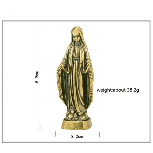 Vintage Brass Virgin Mary Figurine