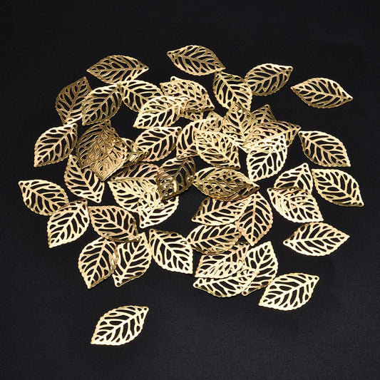50Pcs Leaves Filigree Metal Crafts